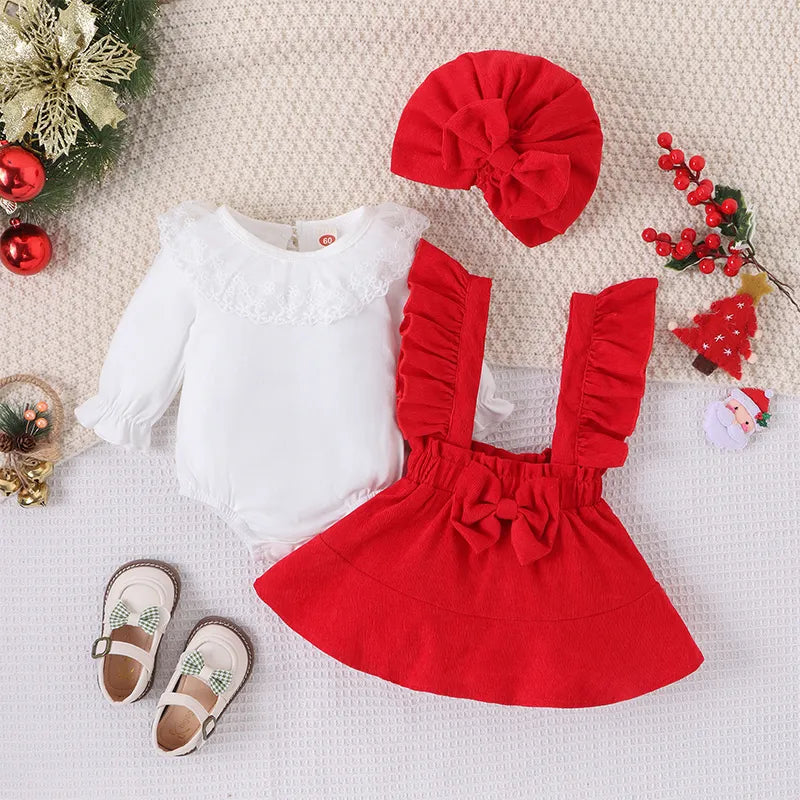 ma&baby 0-24M Christmas Newborn Infant Baby Girls Clothes Sets Xmas Costumes Outfit Long Sleeve Tops Plaid Skirt Hat D05