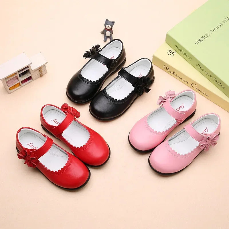 Children's Leather Shoes 2023 New Fashion Soft Soled Princess Party Dress Shoes Elegant Girls Student Performance Leather Shoes