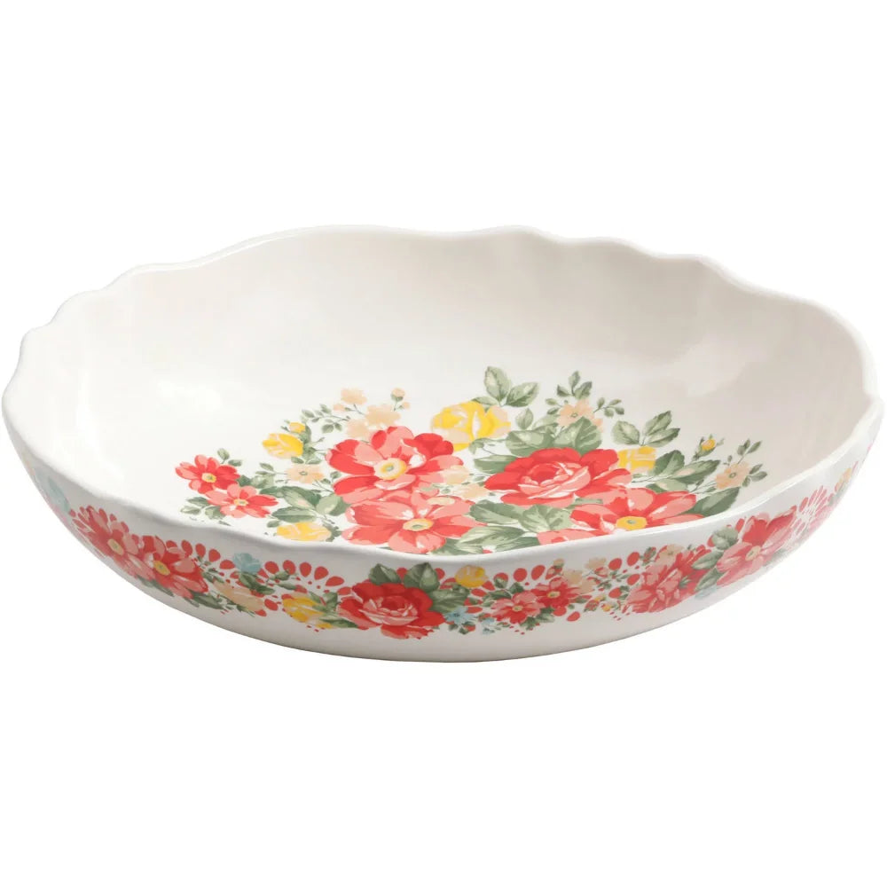 Vintage Floral 5-Piece Pasta Bowl Set Dining Tableware