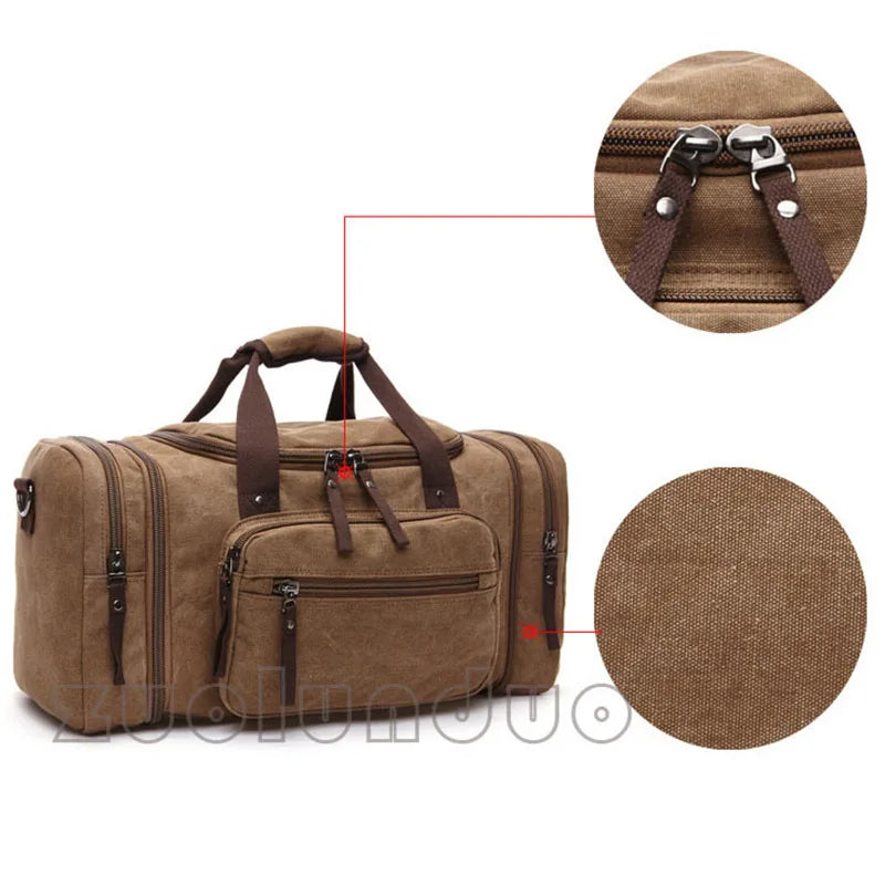 Men's Canvas Travel Bags Ourdoor Large Capacity Carry On Luggage Bags Casual Duffel Bag Travel Tote Weekend Bag Dropshipping