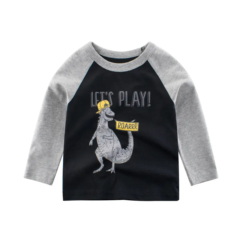 2023 Children's Clothing Autumn New Boys' T-shirt Wholesale Cartoon Dinosaur Kids Tops Tees Long Sleeve Bottoming Shirt for Boy