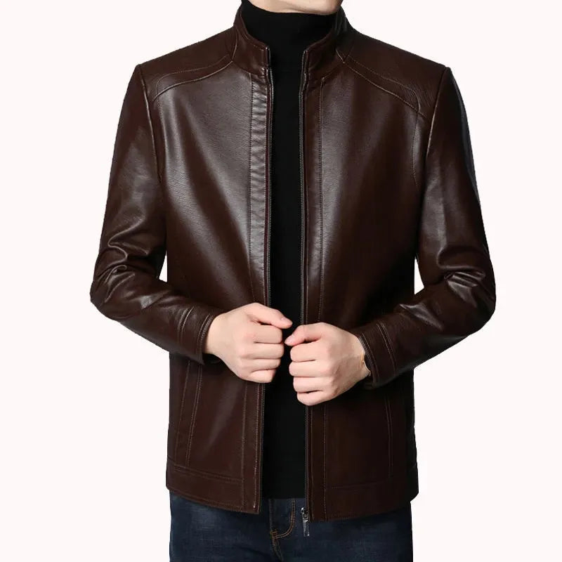 WINSTAND Men Coat Men Casual Biker Zipper Jackets Male New Men's Leather Jacket Brand Slim Fit Motorcycle Leather Jackets Men