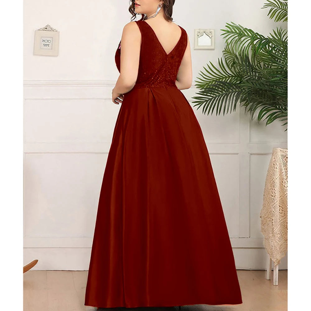 Elegant Banquet Wedding Bridesmaid Evening Party Dresses for Women V Neck Sequin Luxury Celebrities Long Formal Prom Gowns Vesti