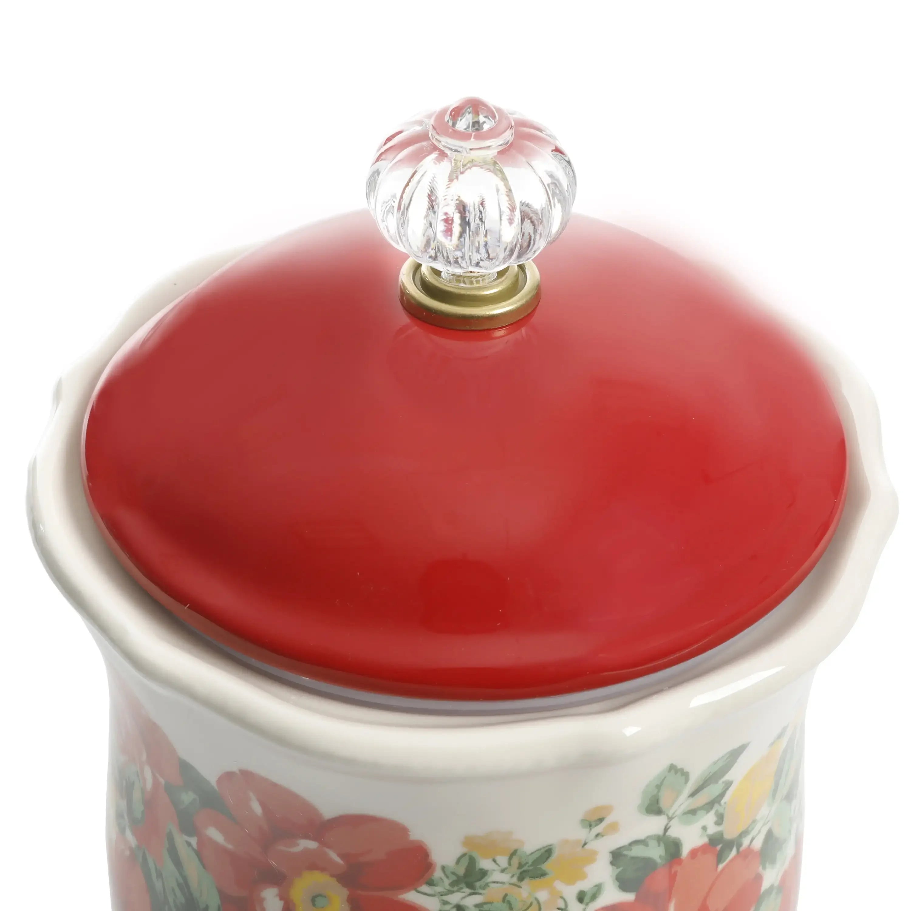 Vintage Floral Canister with Acrylic Knob, 10"， Kitchen Storage Container, Kitchen Items,Kitchen Organizer and Storage Container