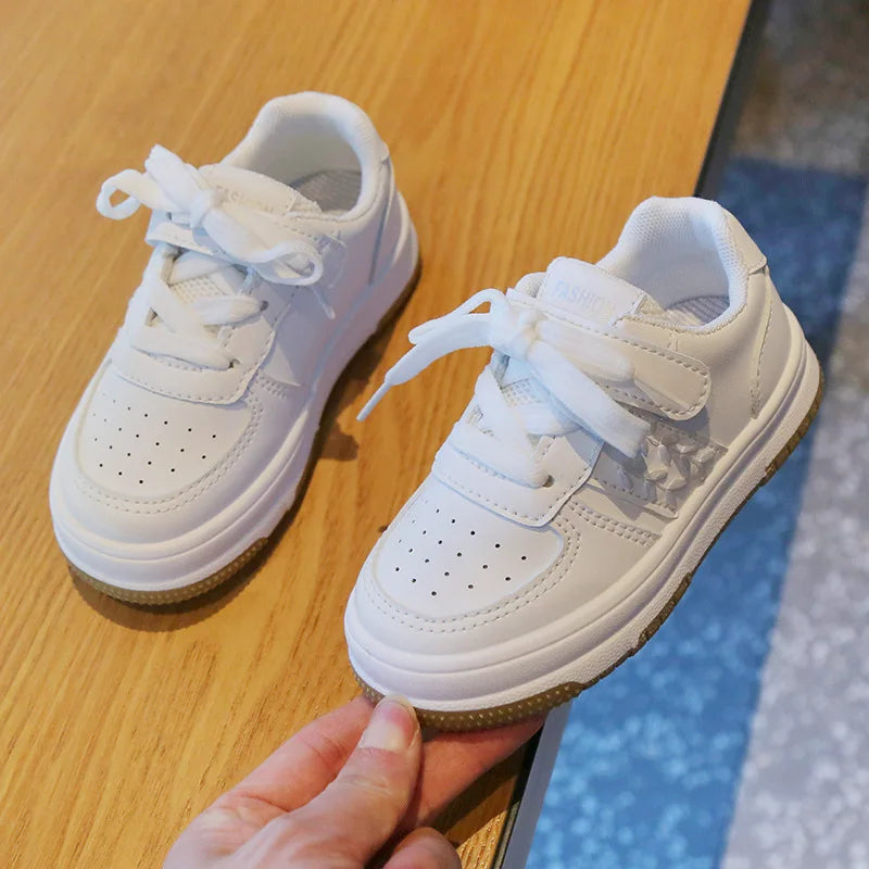 All-white Children Flat Shoes Boys Brand Designer Olive Branch Embroidery Kids Shoes for Girl Non-slip Kids Sneaker Child G07013