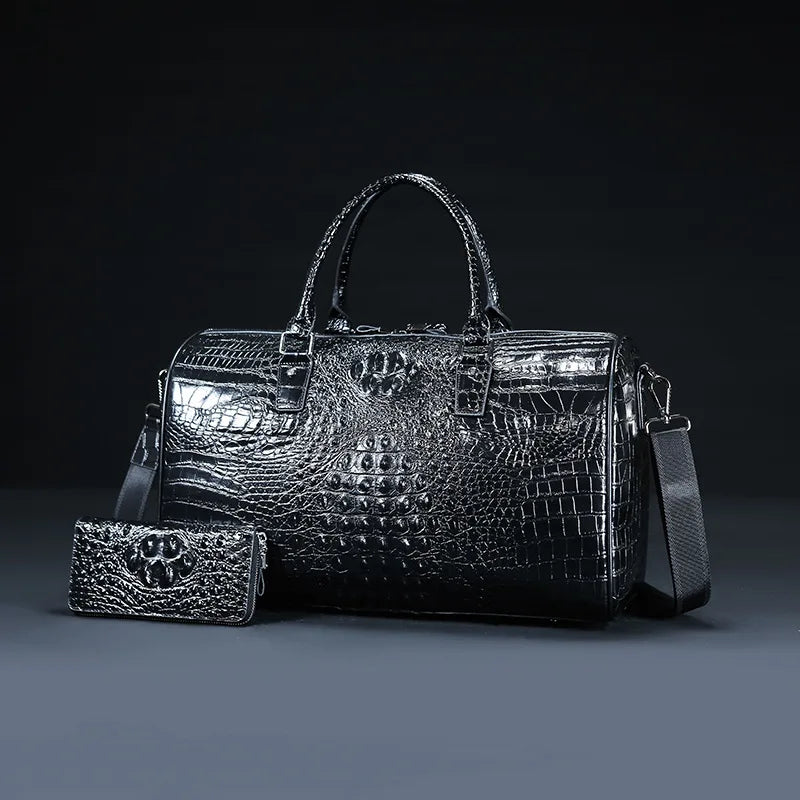 Genuine Leather alligator pattern travel bag male suitcase large luggage bag first layer cowhide business portable trip bag tide