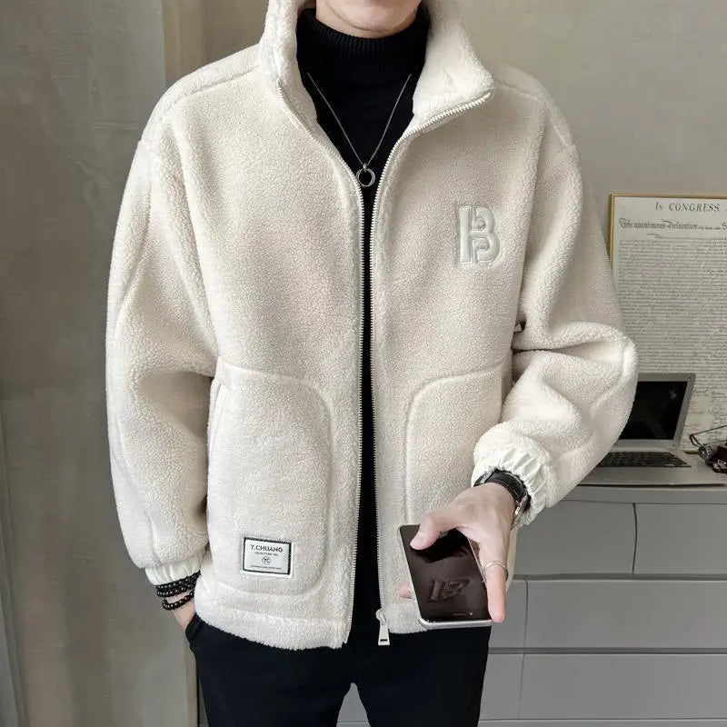 Casual Coat Man Spring Autumn New Trendy Temperament Fashion Solid Color Loose Warm Male Jacket Top All Match Streetwear Clothes