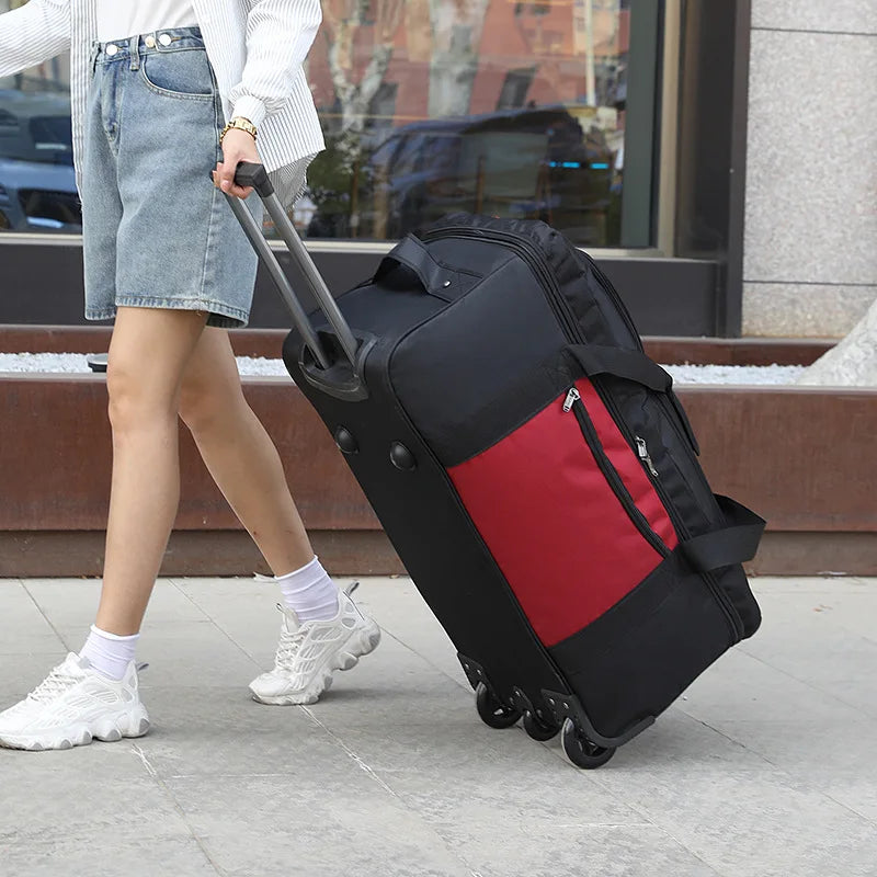 2023 New Travel Bags with Wheels Oxford Cloth Trolley Luggage Bag Organizes Folding Bags Quality Large Size Suitcases valises