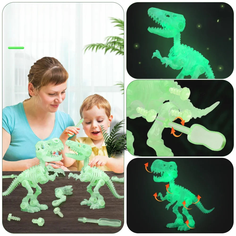 Simulation Luminous Dinosaur Fossil Skeleton Model Children's DIY Handmade Dinosaur Skeleton Assembly Set Kids Educational Toys