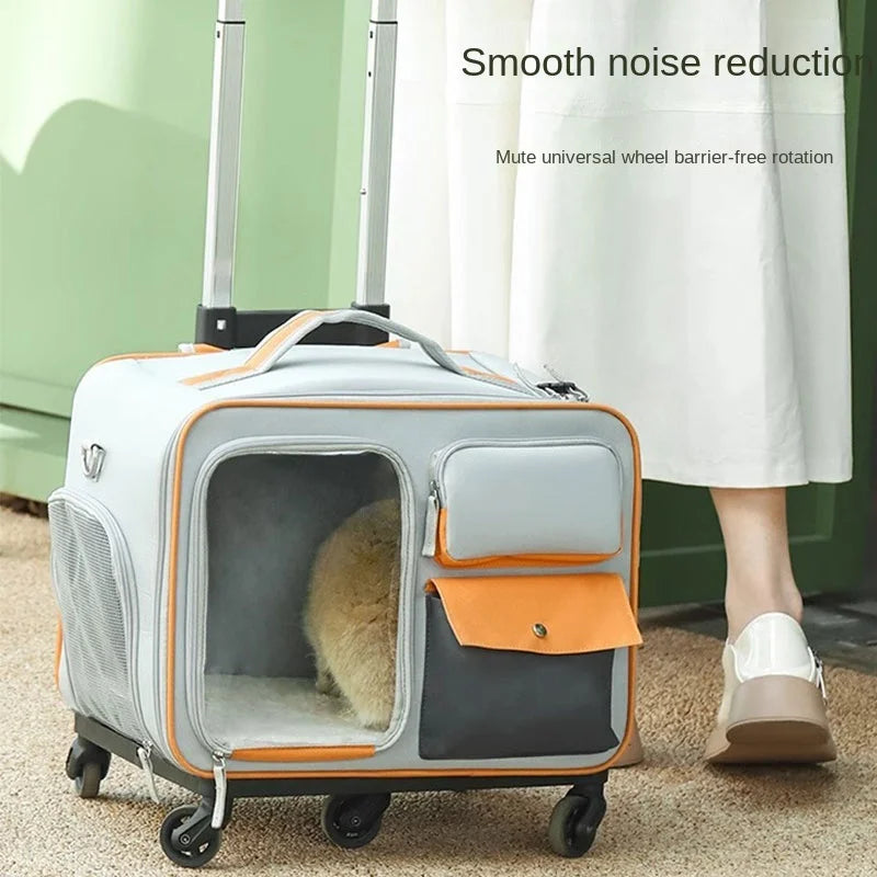 Cat Bag Portable Pet Trolley Detachable Cardan Large Capacity Luggage Backpack Dog Travel Breathable Space Capsule Suitcase