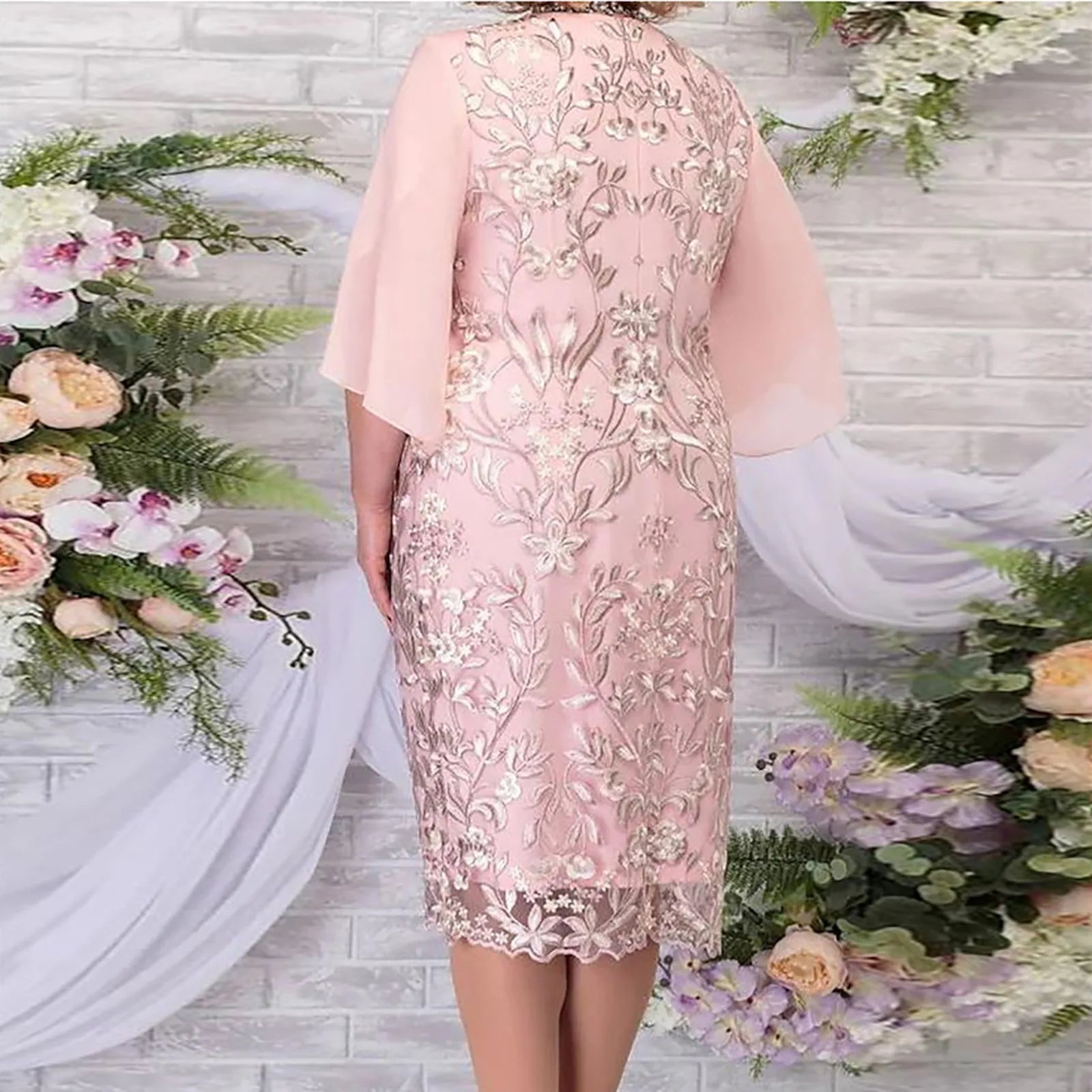 Ladies Bell Sleeves Lace Embroidery Dress Elegant Gown Party Wedding Dresses for Women Plus Size Female Oversized Formal Dress