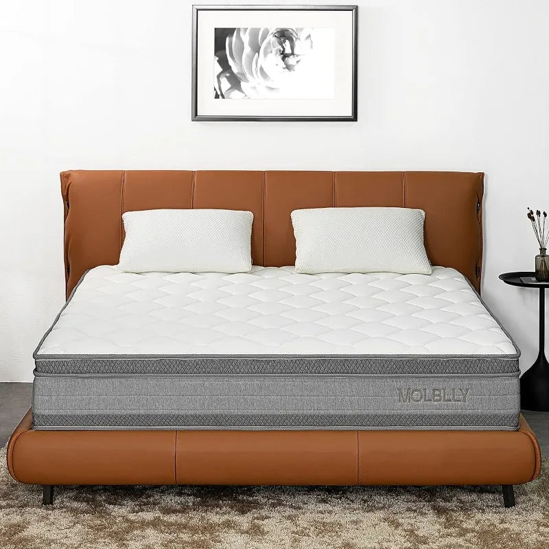 Molblly Full Mattress, 12 Inch Cooling-Gel Memory Foam and Individually Pocket Innerspring Hybrid Bed Mattress in a Box, Certi