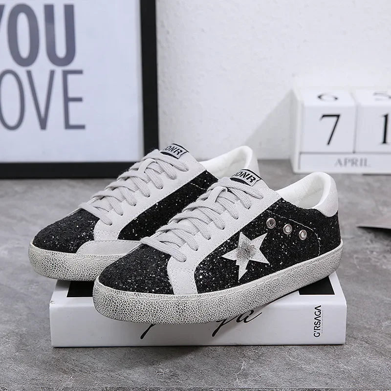 high-quality Unisex Sneakers Star-shaped Sequins Old Treatment Dirty Leisure Women's Shoes Men's Sneakers Women's sports shoes