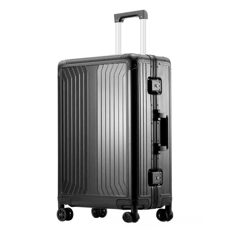 2023 All aluminum travel suitcase on wheels combination lock rolling luggage case Men's Business large size luggage Hand luggage