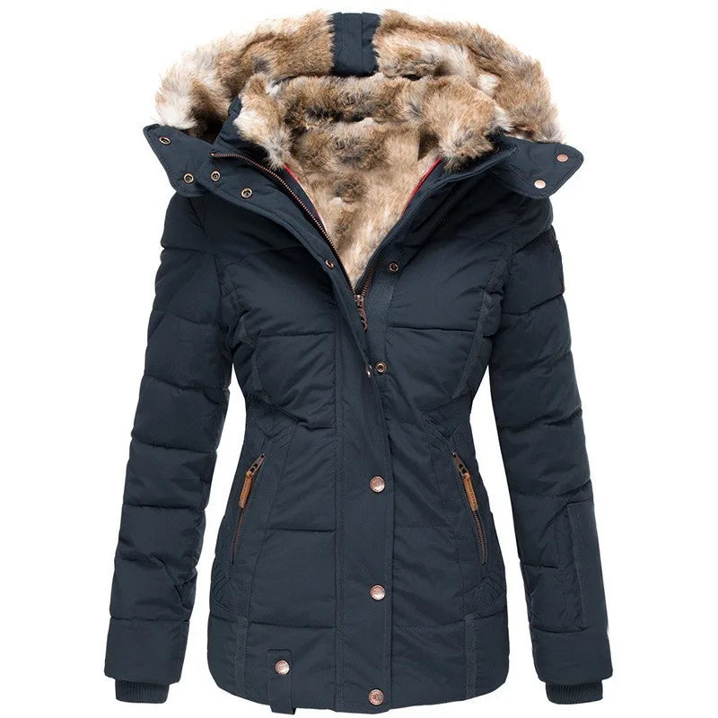 Winter Hooded Jacket Women Warm Thickening Fur Coats Overcoat Winter Womens Parka Casual Outwear Military Hooded Coat