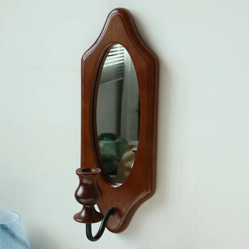 New Vintage Solid Wood Retro Mirror Bedroom Porch Decorative Mirror Bathroom Living Room Furnishings Mirror Wall Home Decor