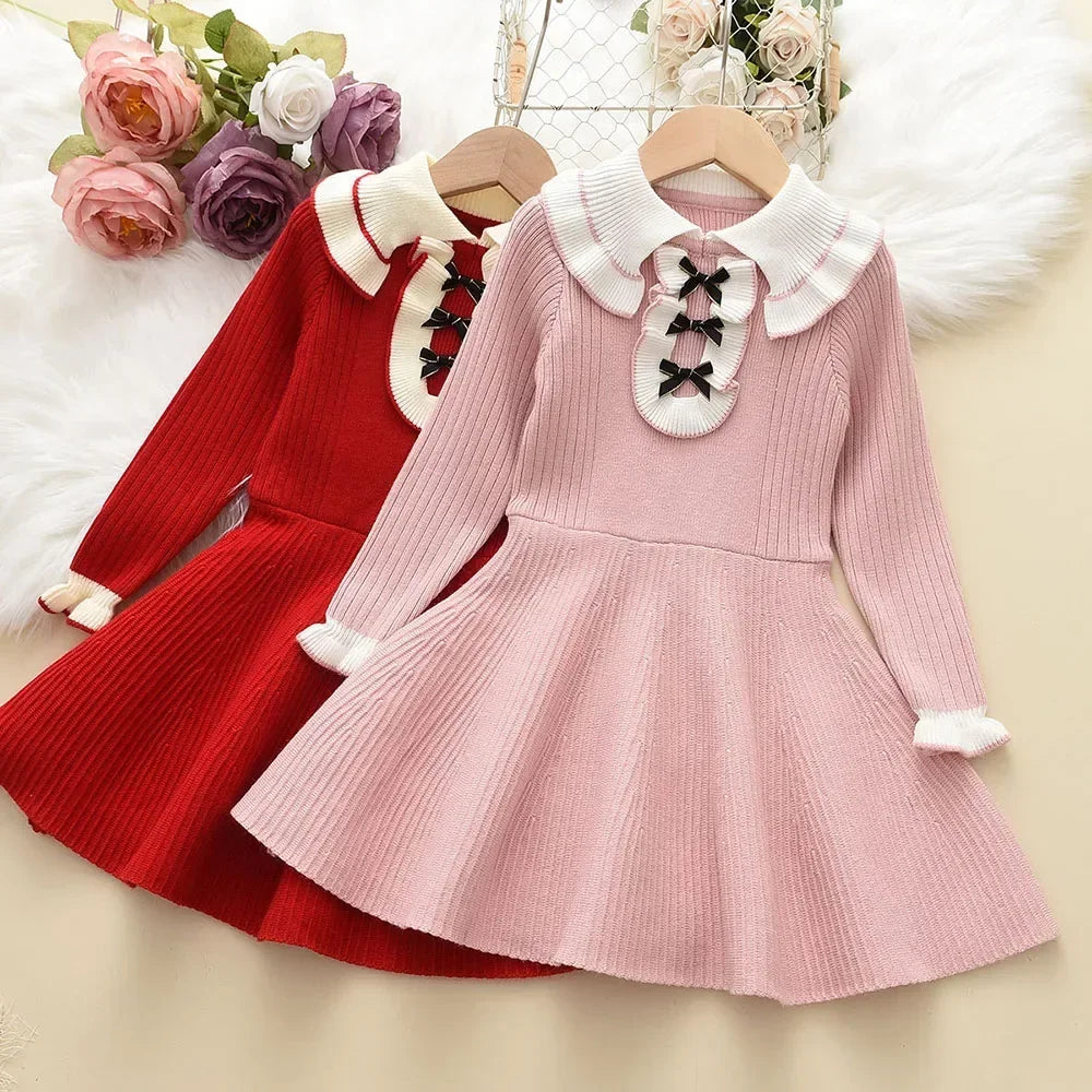 Bear Leader Autumn Winter Girls Dress Girls 4-8Y Kids Princess Party Sweater Knitted Dresses Christmas Costume Baby Girl Clothes