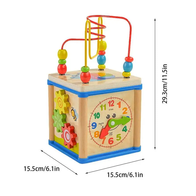 Wood Kids Activity Cube Developmental Toddler Educational Learning Boy Toys Birthday Gift For Toddlers 1-3 Years Old