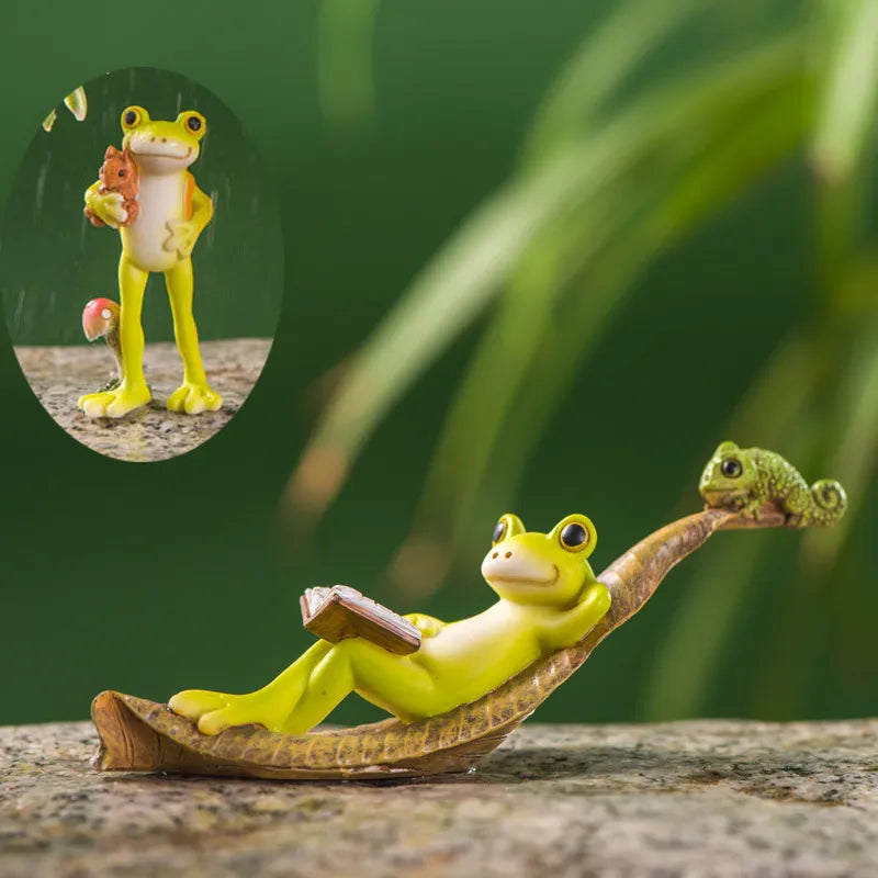 Animal Frog Fairy Simulation Mini Resin Ornament Garden Decoration Miniature Figurines Home Micro Landscape Terrarium Craft Gift