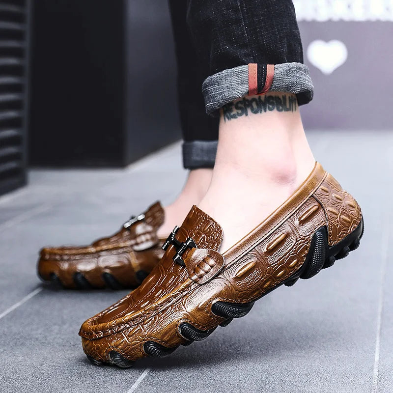 Genuine Leather Penny Loafers Men Shoes Men's Breathable Loafers Men Casual Driving Shoes Slip On Moccasins Men Flats Footwear