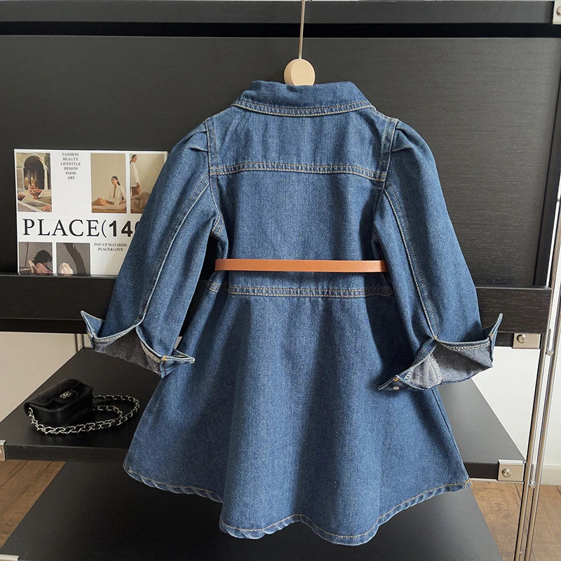 2023 Autumn Clothes New Korean Edition Dress For Girls Denim Girl Princess Dress Soft Long Sleeved Loose Girls' Autumn Clothes