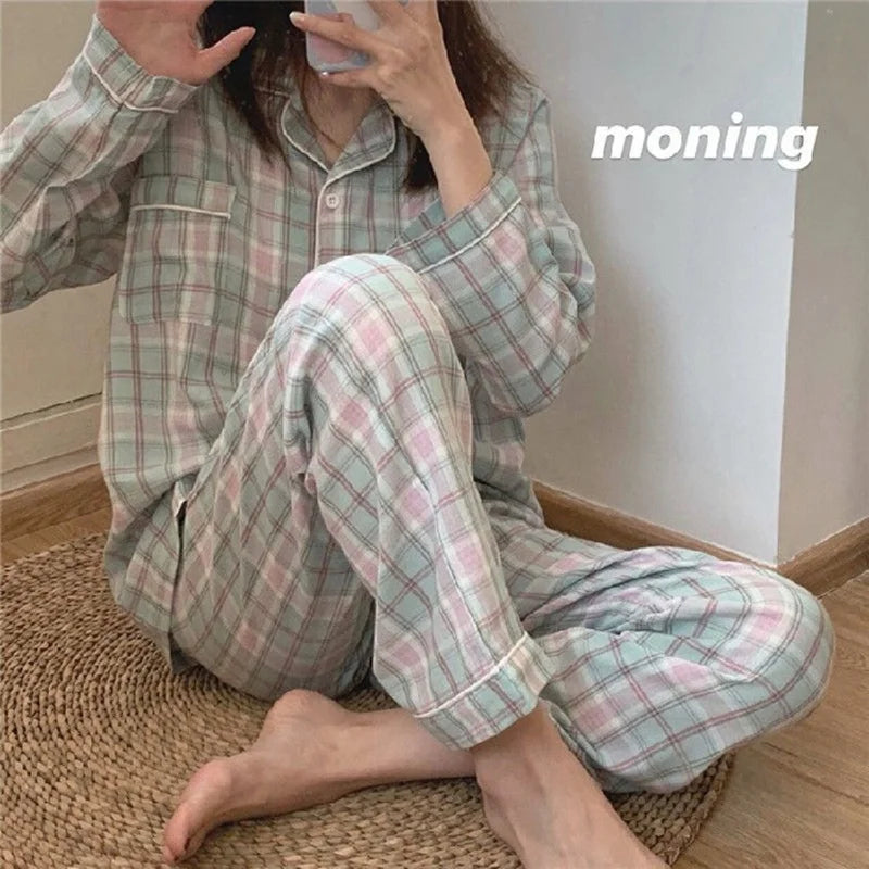 Spring And Autumn 2 Piece Women's Pajamas Homewear Female Students Homewear Pajama Sets Girls Pajamas Underwear Sets