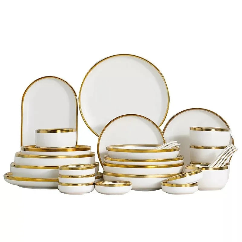 Food Plates Set Plate Full Tableware of Plates Complete Tableware of Dishes 24 Pieces Dishes for Serving Ceramic Kitchen Dining