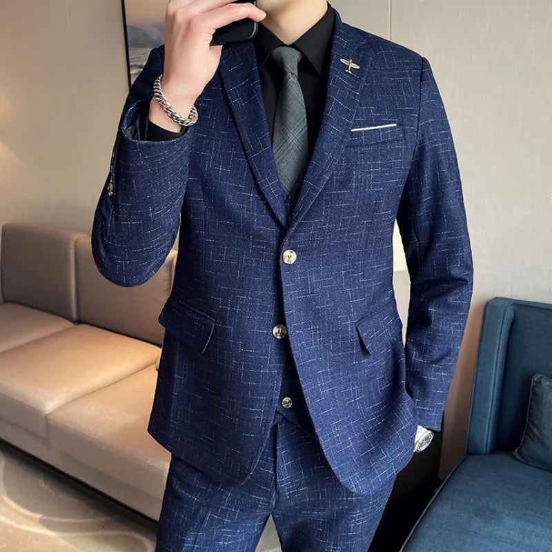 High Quality Men's Wedding Suit (suit + Vest + Trousers) Fashion Business Professional Suit Best Man Groom Wedding 3/2 Piece Set