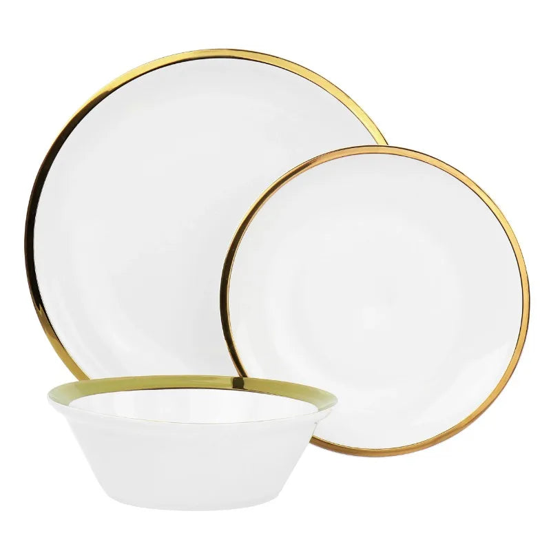 Premier Gold Fine Ceramic 12 Piece Dinnerware Set