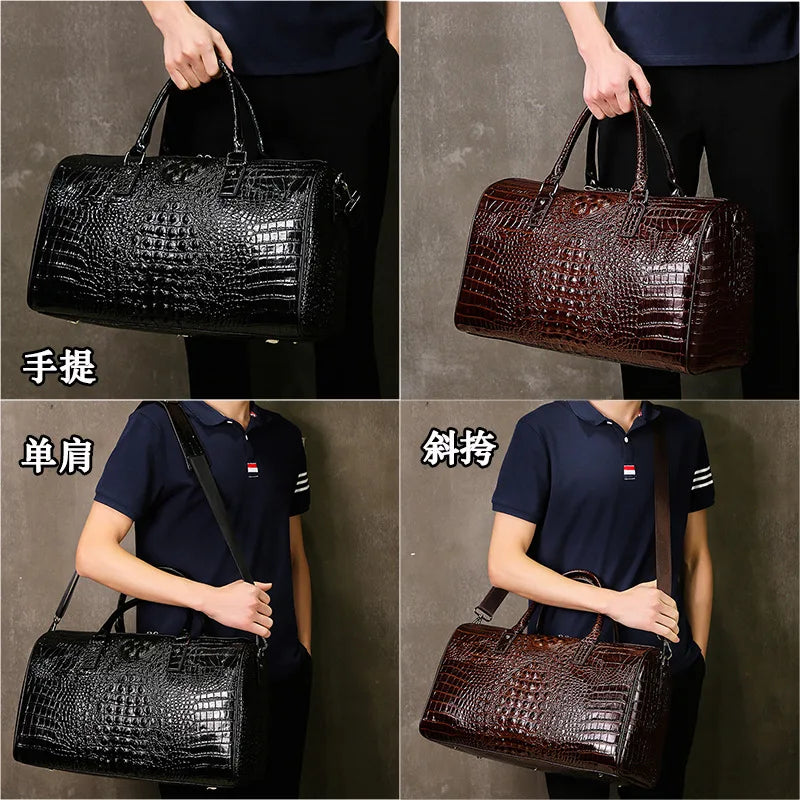 Genuine Leather alligator pattern travel bag male suitcase large luggage bag first layer cowhide business portable trip bag tide