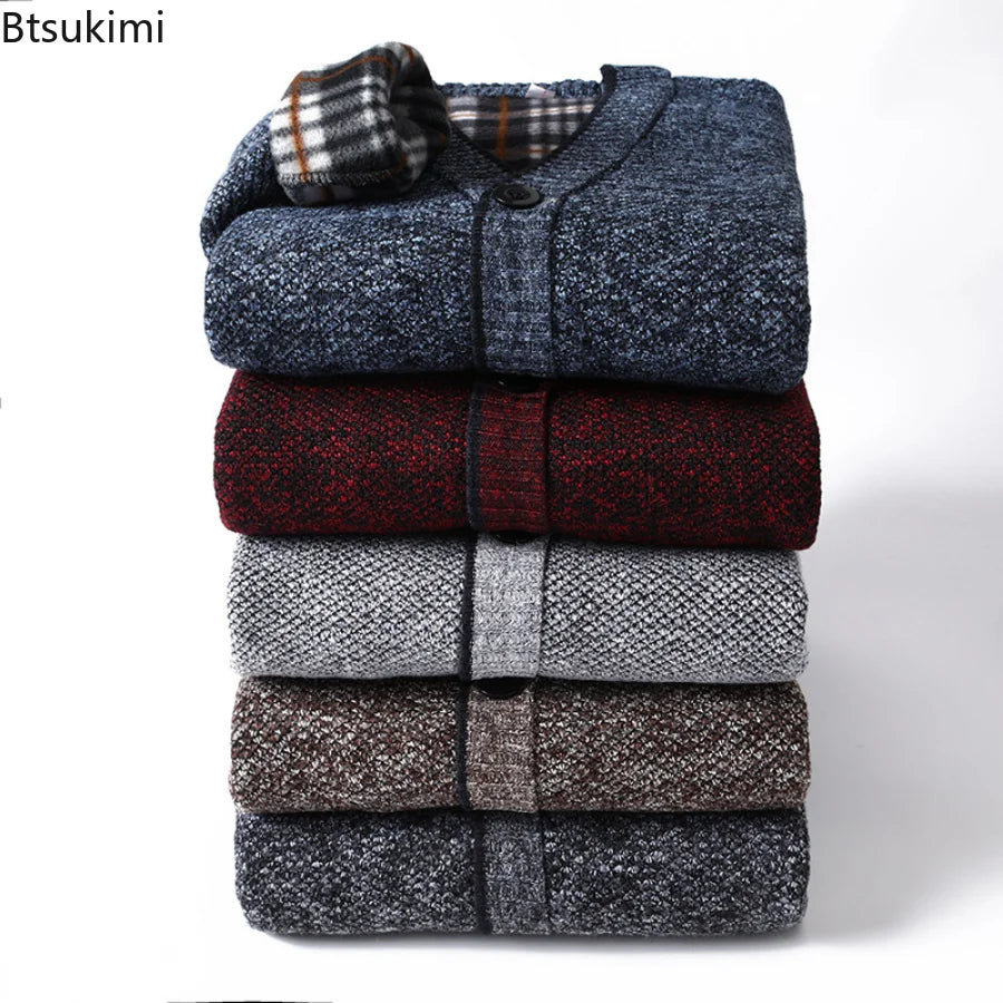 New 2022 Autumn Winter Men's Knitted Cardigan Thick V Neck Knitted Sweater Coats Causal Warm Jackets Men Fashion Mens Clothing