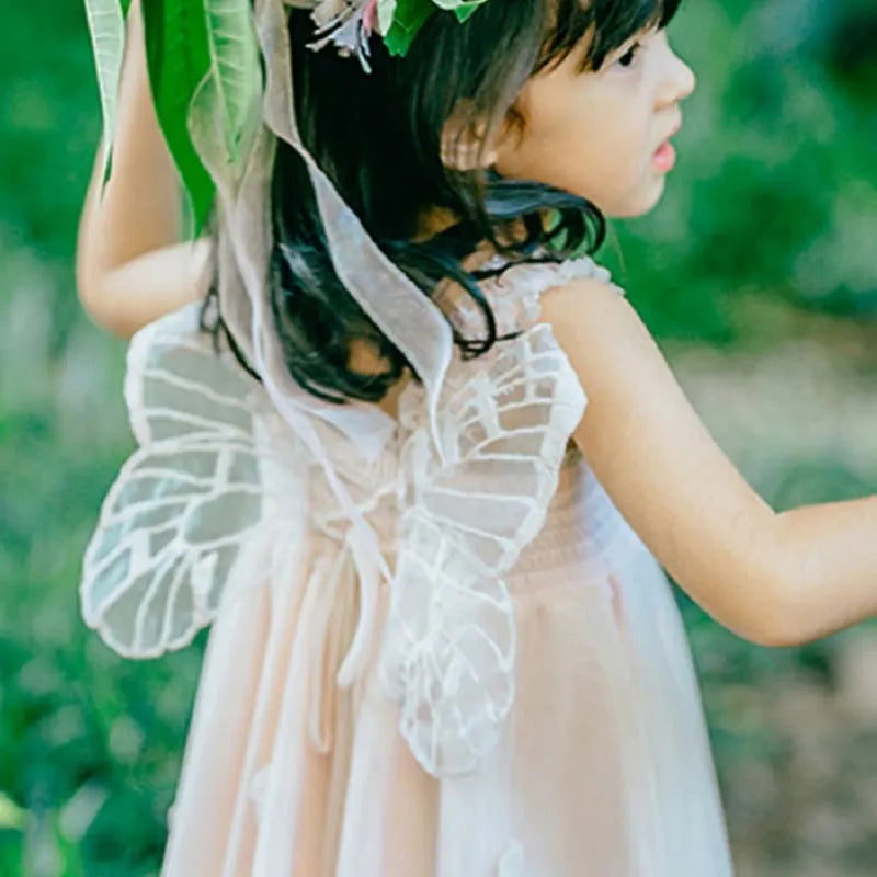 Baby Girl Princess Tutu Flower Dress Fairy Infant Toddler Girl Angel Wing Vestido Costume Party Wedding Pageant Birthday 1-12Y