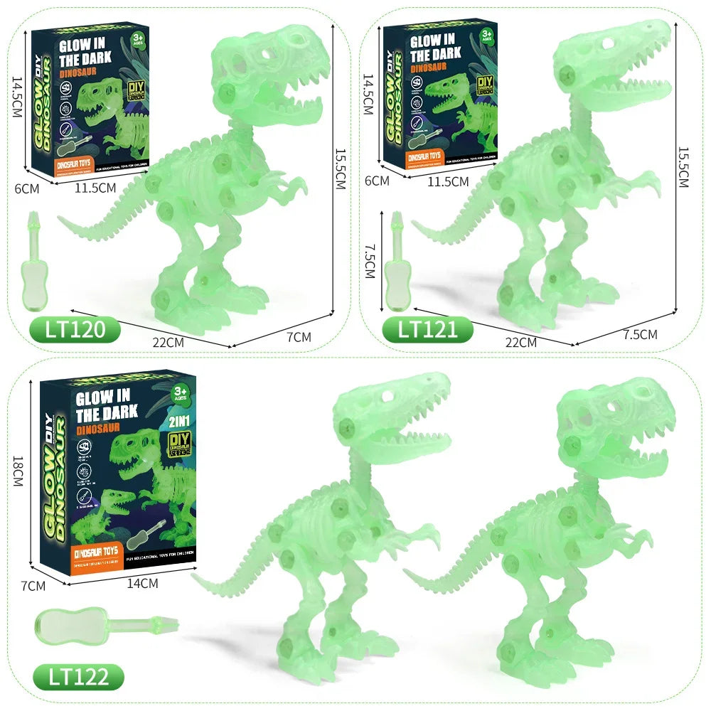 Simulation Luminous Dinosaur Fossil Skeleton Model Children's DIY Handmade Dinosaur Skeleton Assembly Set Kids Educational Toys