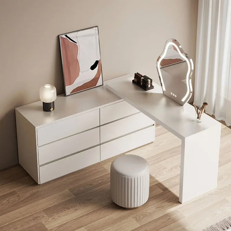 White Simple Storage Dressing Table Toiletries Bedroom Cabinet Charm Dressing Table Luxury Nordic Commodes Bedroom Furniture