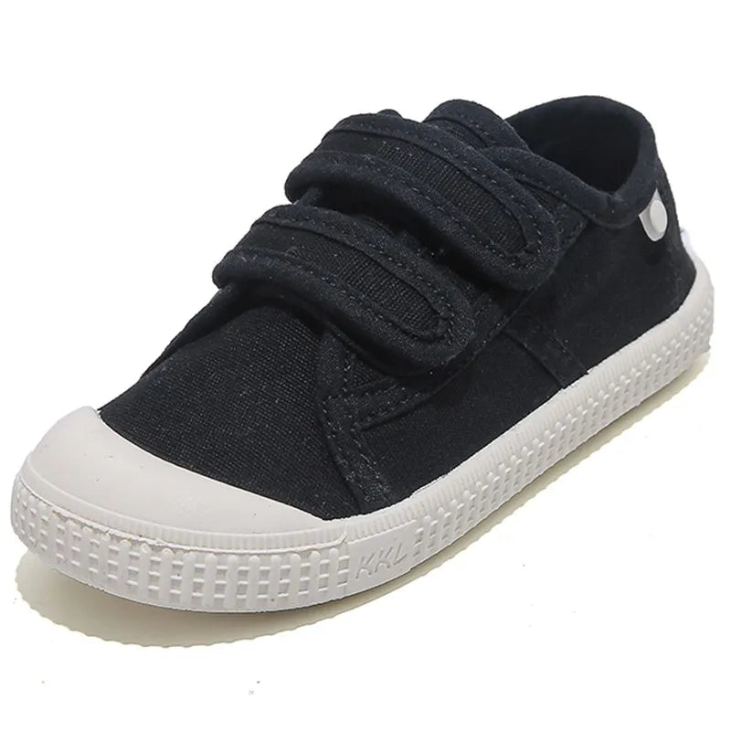 Unisex 2023 New All-match Child Girl Sneakers Flat Heel Children Shoes for Kids Boys Pupils Button Canvas Baby Shoes Kids F08123