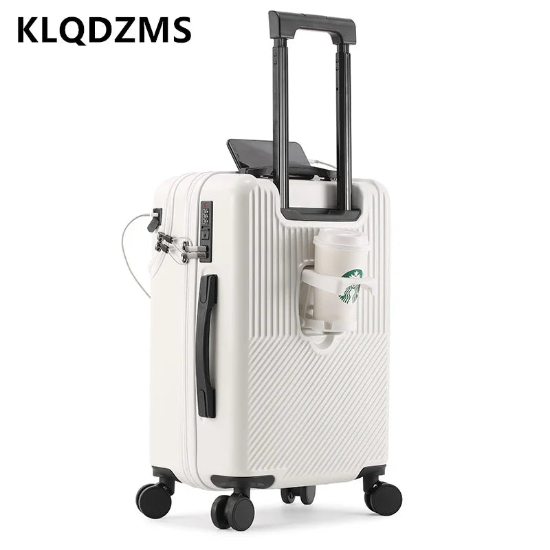 KLQDZMS 20"22"24"26 Inch Luggage High Quality Front Opening Trolley Case Business Boarding Box Lightweight Rolling Suitcase