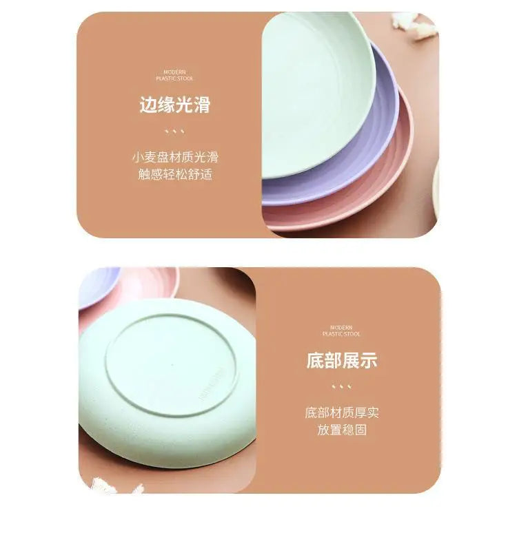 Round Salad Dessert Dinner Plate Stackable Unbreakable BPA Free Assorted Dish Microwave Safe Fruit Plate for Dining Room