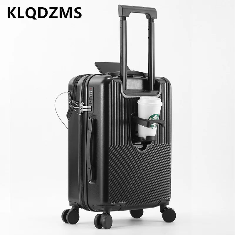 KLQDZMS 20"22"24"26 Inch Luggage High Quality Front Opening Trolley Case Business Boarding Box Lightweight Rolling Suitcase