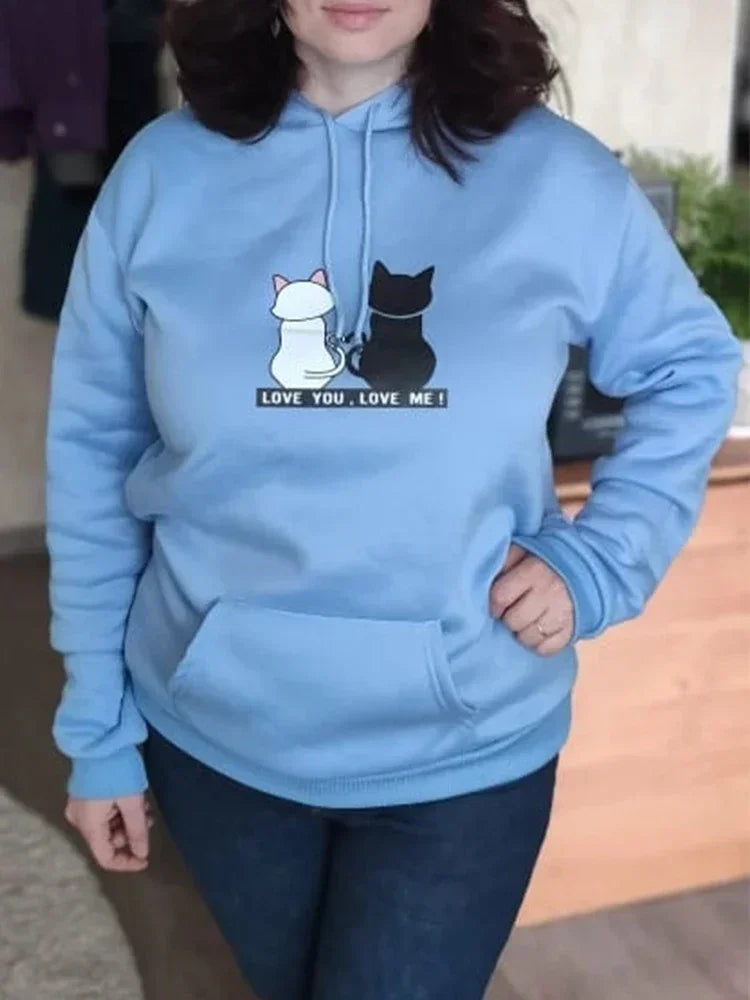 Streetwear Hoodies Women Sweatshirt Autumn Long Sleeve Hoodies Harajuku Hoodie Cute Cat Print Sweatshirt Women sudadera mujer