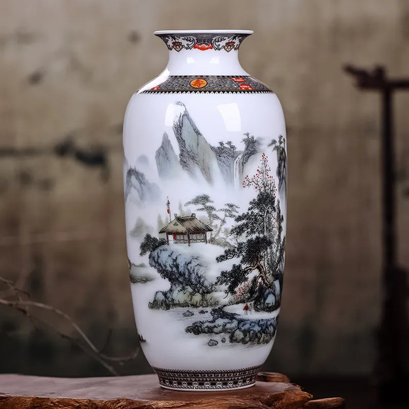 Jingdezhen Ceramic Vase Vintage Chinese Traditional Vases Home Decoration Animal Vase Fine Smooth Surface Furnishing Articles