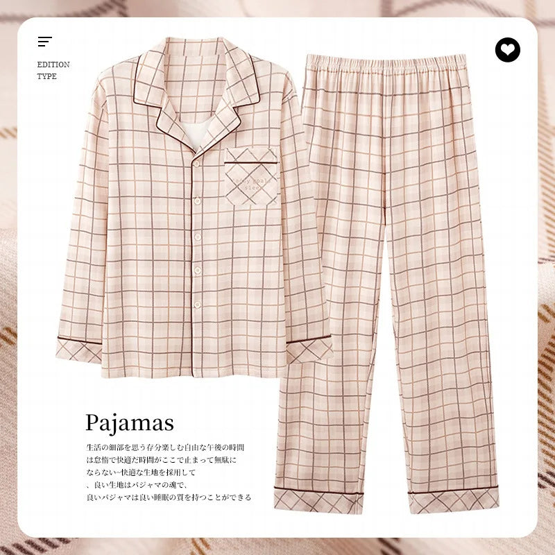 Pajamas Sets for Men Spring and Autumn Cotton Long Sleeved Summer Soft Men's Home Clothing Sleepwear Sets High Quality Pijamas