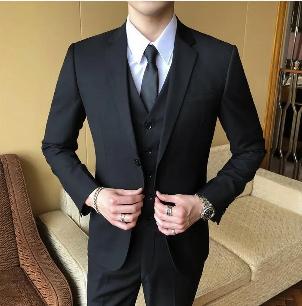 Black Men Tuxedo Groom Groomsman Business Suit Wedding Party Dress Special Occasions Tuxedo 3 Piece Set Jackets Pants