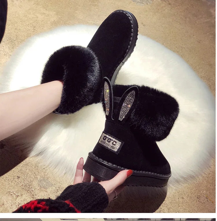 2021 New Women  Winter Snow Boots  Velvet Padded Shoes Boots Outdoor Fur Keep Warm Shoes Female  Solid  Casual Boots