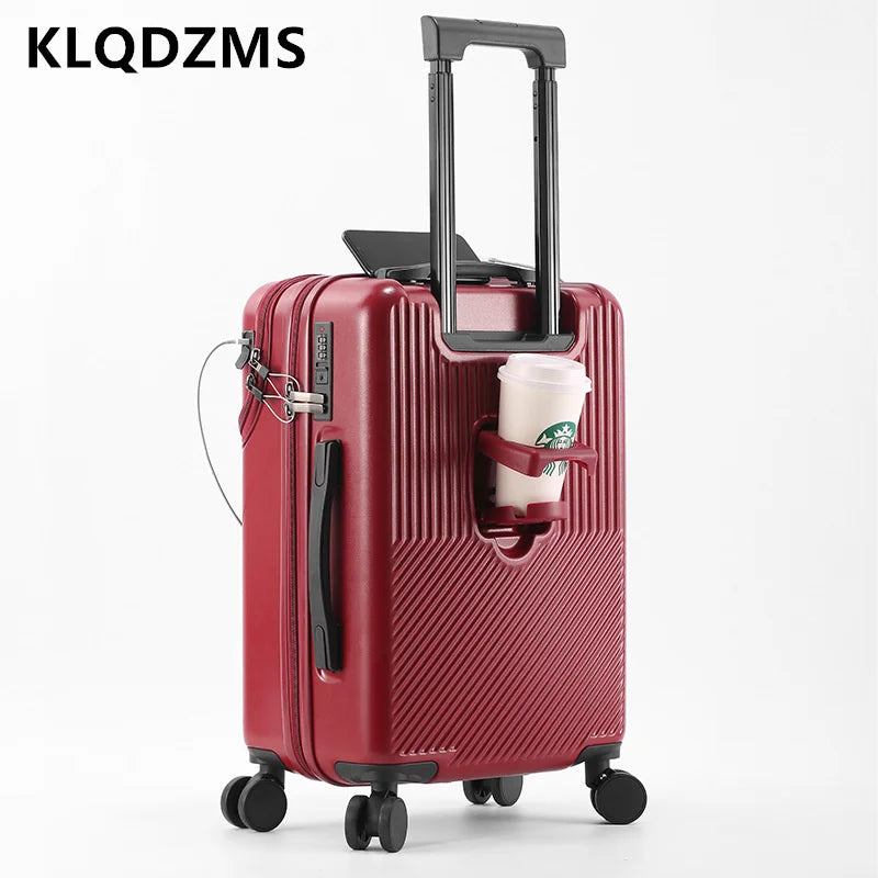 KLQDZMS 20"22"24"26 Inch Luggage High Quality Front Opening Trolley Case Business Boarding Box Lightweight Rolling Suitcase