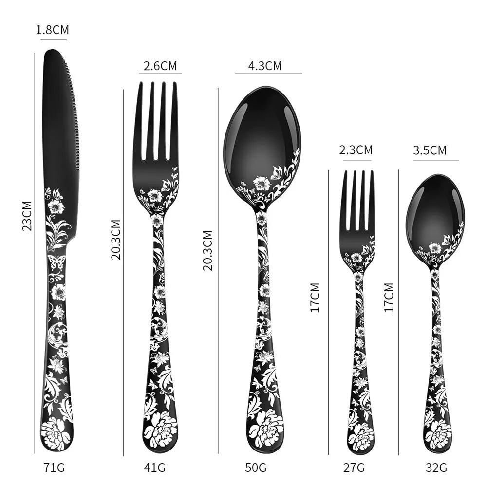 Explosive Pattern Stainless Steel Tableware 5 Components 20 Pieces Set Western Food/Steak Knife and Fork Spoon Kit Tableware Set