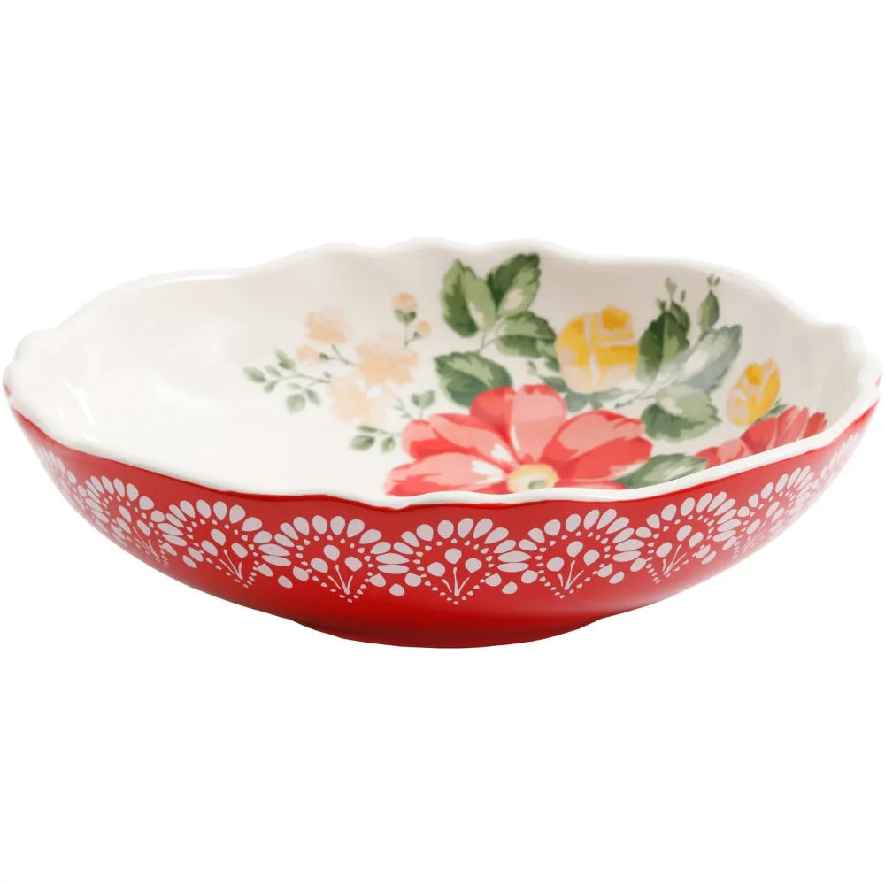 Vintage Floral 5-Piece Pasta Bowl Set Dining Tableware