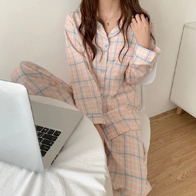 Spring And Autumn 2 Piece Women's Pajamas Homewear Female Students Homewear Pajama Sets Girls Pajamas Underwear Sets