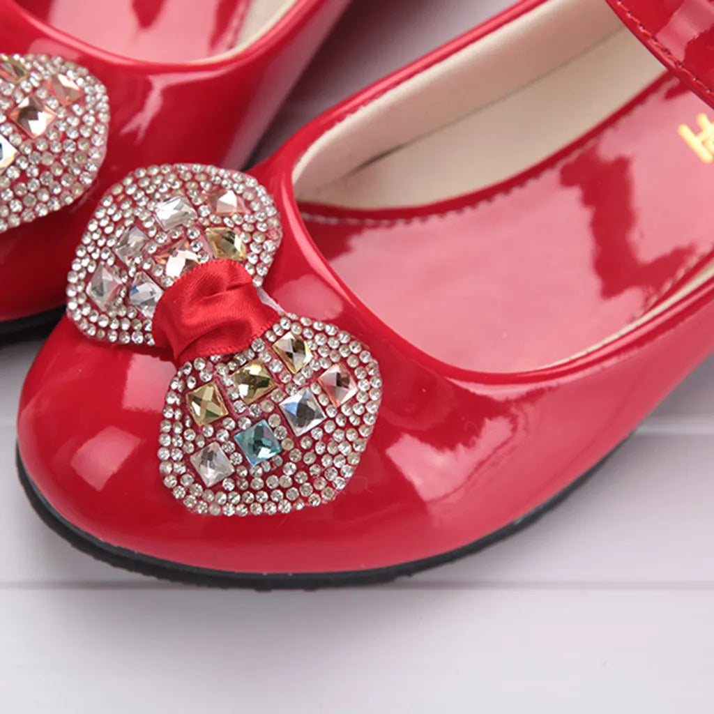 Girls Shoes 2021 Newly Arrived Infant Kids Baby Girls Crystal Bling Bowknot Single Princess Shoes Sandals Girls Sandals Shoe Red