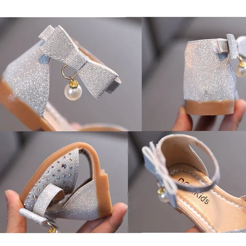 Girls Princess Sandals Baby Shoes 2023 Brand New Kids Shoes for Wedding Party Bling Summer Flat Sandals Fashion Breathable 2023