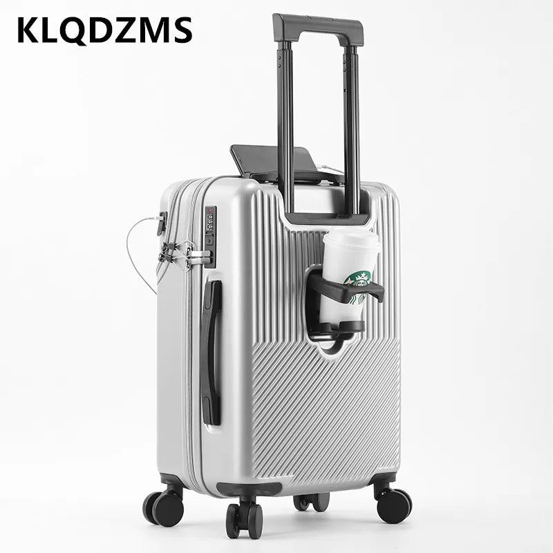 KLQDZMS 20"22"24"26 Inch Luggage High Quality Front Opening Trolley Case Business Boarding Box Lightweight Rolling Suitcase